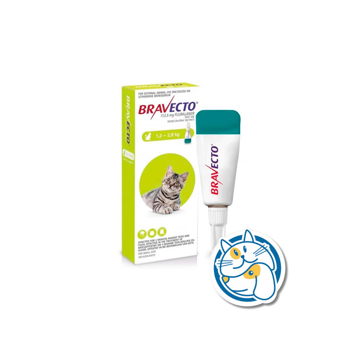 BRAVECTO GATOS SPOT ON 112 MG 1,2 A 2,8 KG