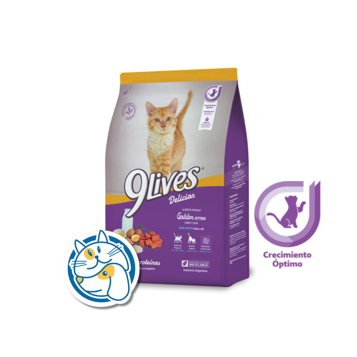 9 LIVES DELICIAS GATITOS CARNE Y LECHE 8KG