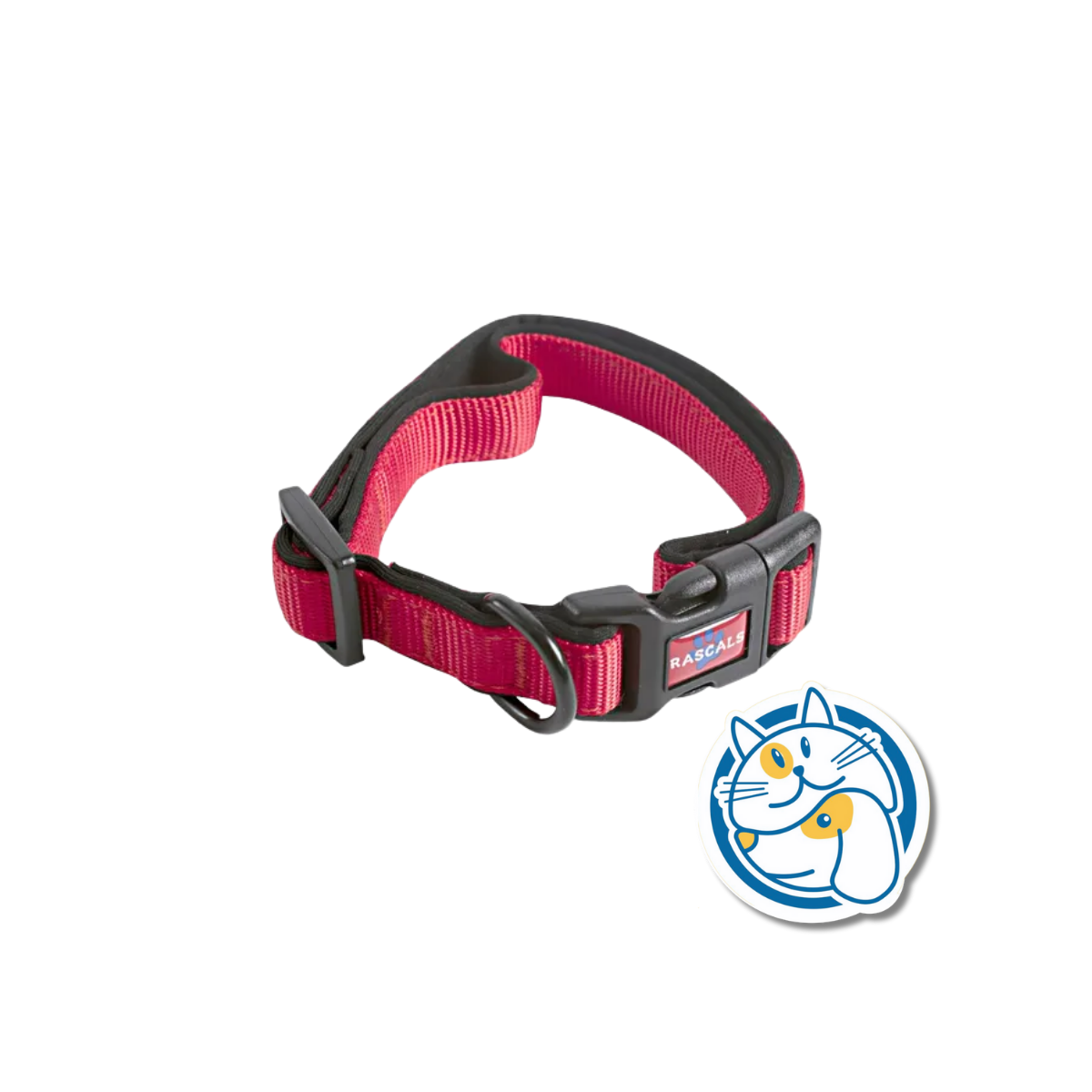 DOG COLLAR ACOLCHONADO SBR PREMIUM， COLOR ROJO, L: 2.5*41-66CM，1PC/TIE BACKCARD