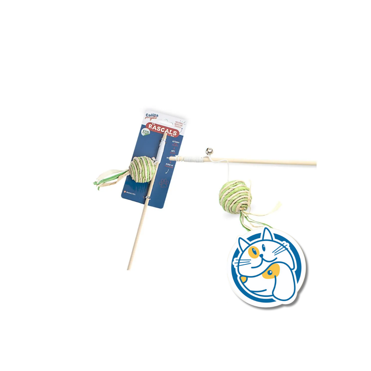 CAÑITA INTERACTIVA PELOTA PARA GATOS ECOLOGICA - TAMAÑO: CAÑA: 40CM,JUGUETE: 17X5CM