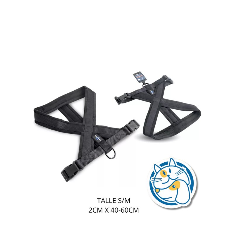 DOG ARNES ACOLCHADO PREMIUM ANTI TIRON，COLOR NEGRO，S/M SIZE, 2 CM X 40-60 CM 1PC/TIE BACKCARD