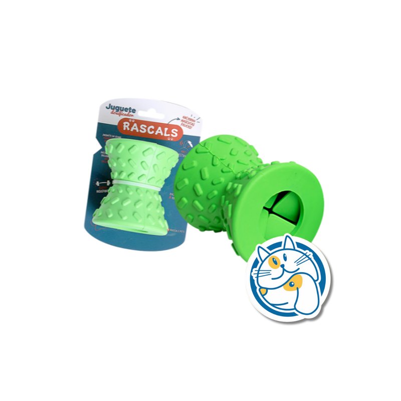 DIABOLO - JUGUETE DE GOMA DISPENSADOR COMIDA PARA PERROS - COLOR: VERDE - MEDIDA:8X8CM - PESO: 164GR.