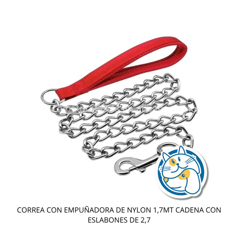 CORREA CON EMPUÑADORA DE NYLON 1,7MT CADENA CON ESLABONES DE 2,7
