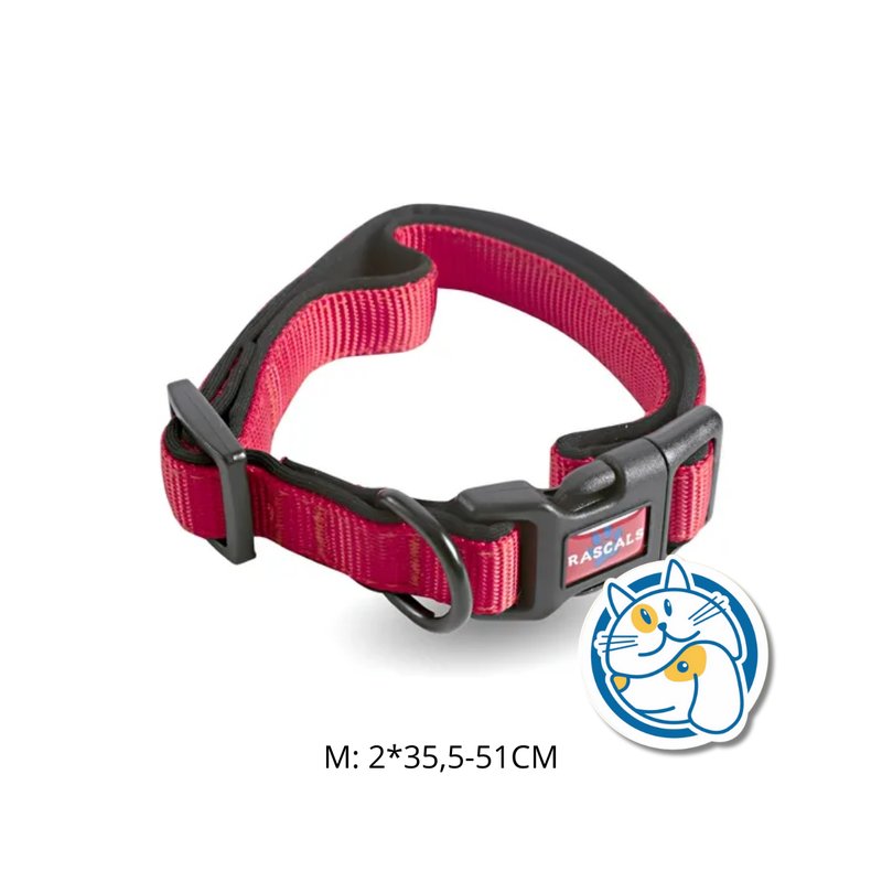 DOG COLLAR ACOLCHONADO SBR PREMIUM , COLOR ROJO，M: 2*35,5-51CM，1PC/TIE BACKCARD