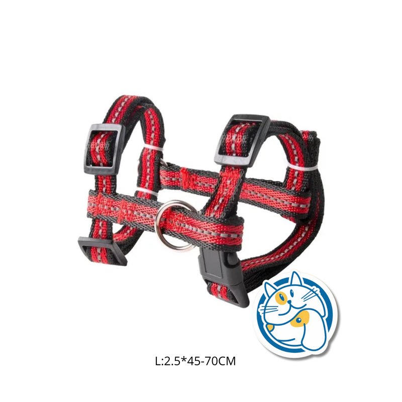 DOG ARNES REFLECTIVO，COLOR ROJO，L:2.5*45-70CM，1PC/TIE BACKCARD -