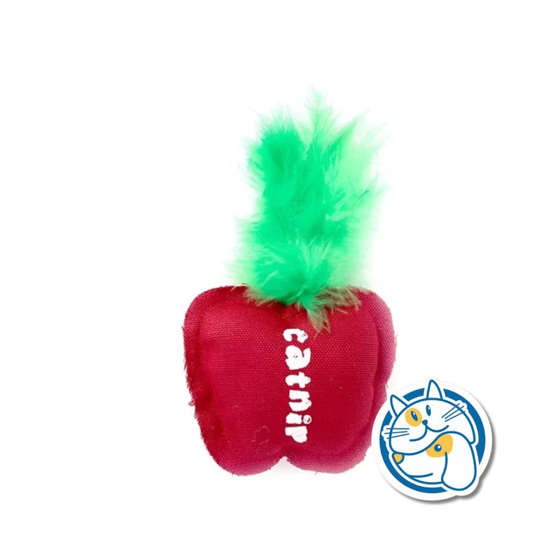 JUGUETE TIPO MANZANA CON HIERBA GATERA - TAMAÑO 19CM