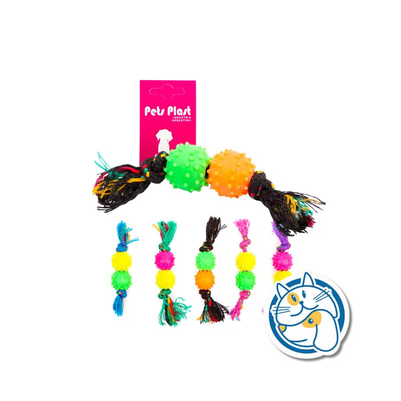 S1002 - PELOTA C PUAS DE GOMA (X2) SOGA ALPINA 8MM CON LARGO 35 CM