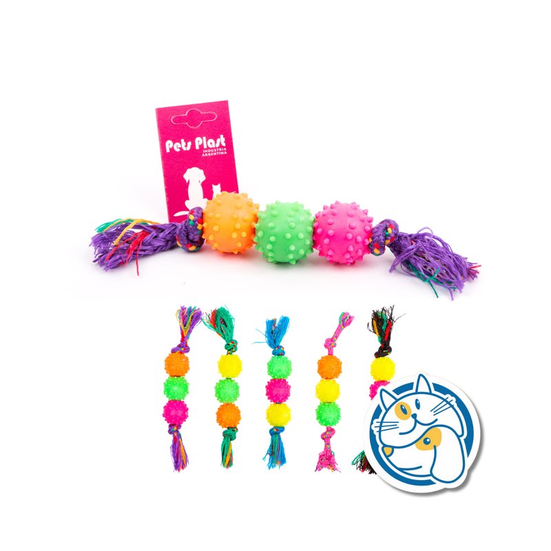 S1003 - PELOTA C PUAS DE GOMA (X3) SOGA ALPINA 8MM CON LARGO 40 CM