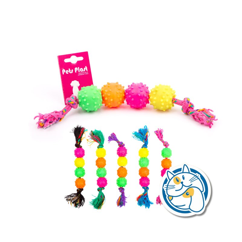 S1004 - PELOTA C PUAS DE GOMA (X4) SOGA ALPINA 8MM CON LARGO 45 CM