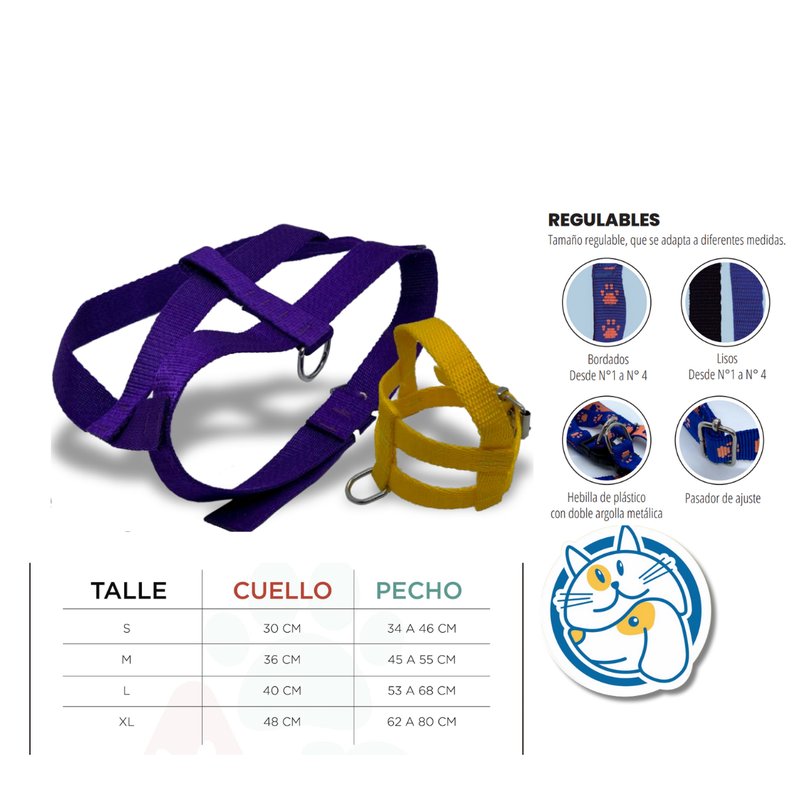 PRETALES AJUSTABLES POLIPROPILENO LISO T1 ARGENPET