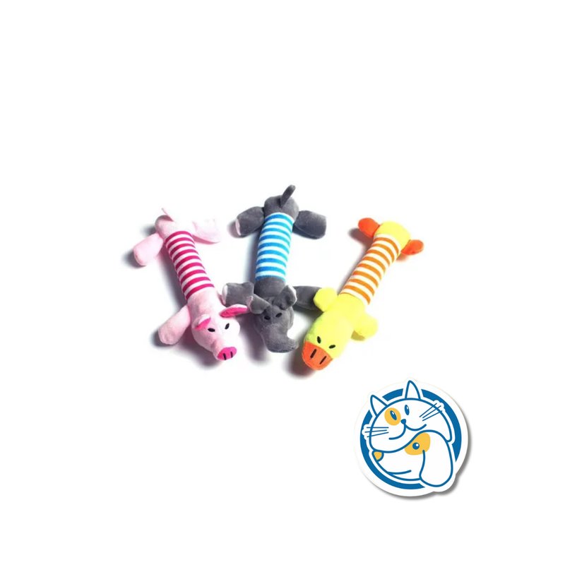 PELUCHE ALARGADO ANIMALITO RAYADO