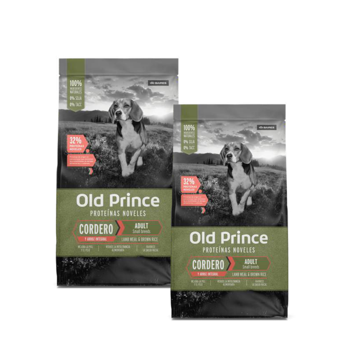 OLD PRINCE NOVELES PERROS ADULTOS MORDIDA PEQUEÑA CORDERO Y ARROZ 15KG X2 UNIDADES