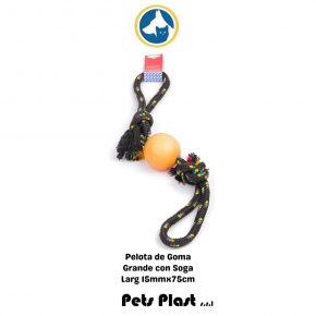 Pelota de Goma Grande con Soga. 15MM x 75.00 CM(PET PLAS)